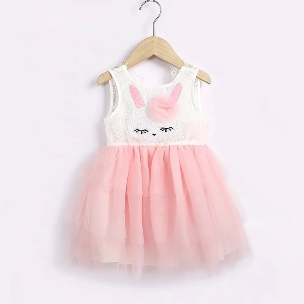 Easter Bunny Rabbit Girls Lace Tutu Dress - Picture 1 of 4